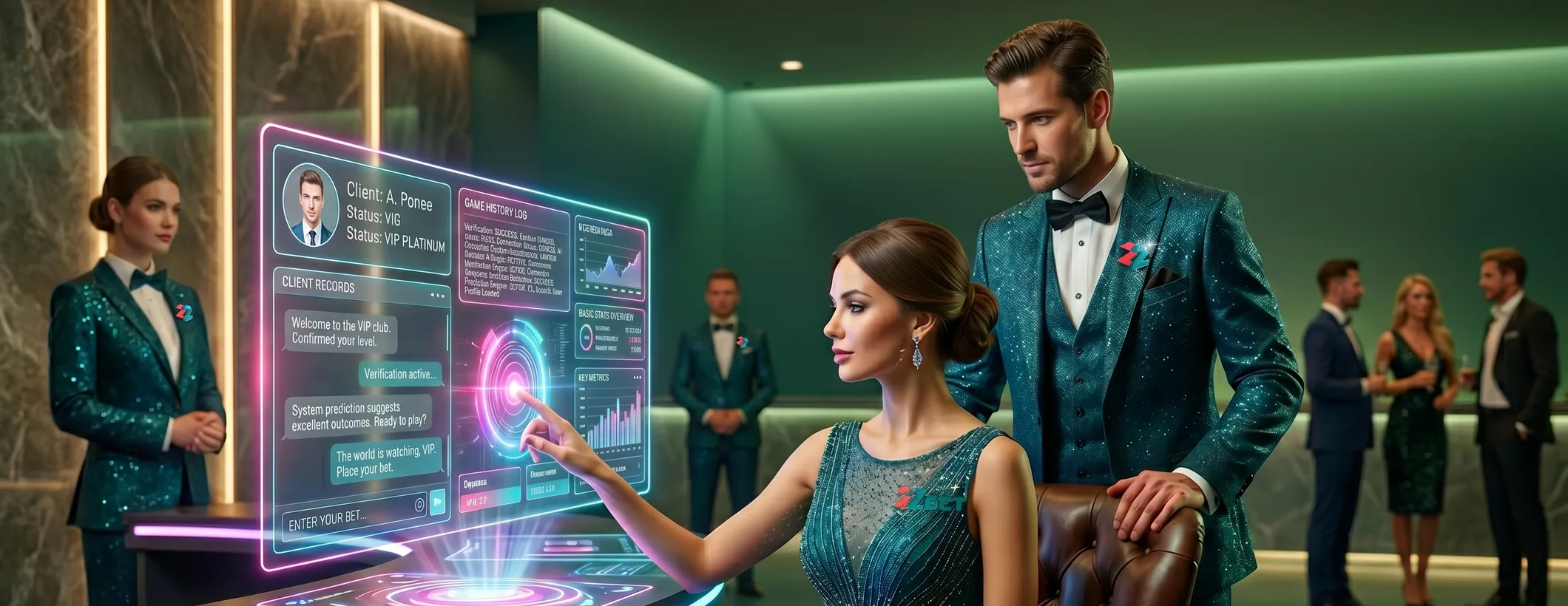 A 22Bet VIP host guiding a guest through an interactive screen