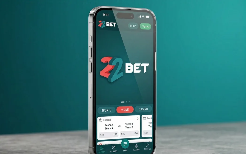 The 22Bet app open on a phone