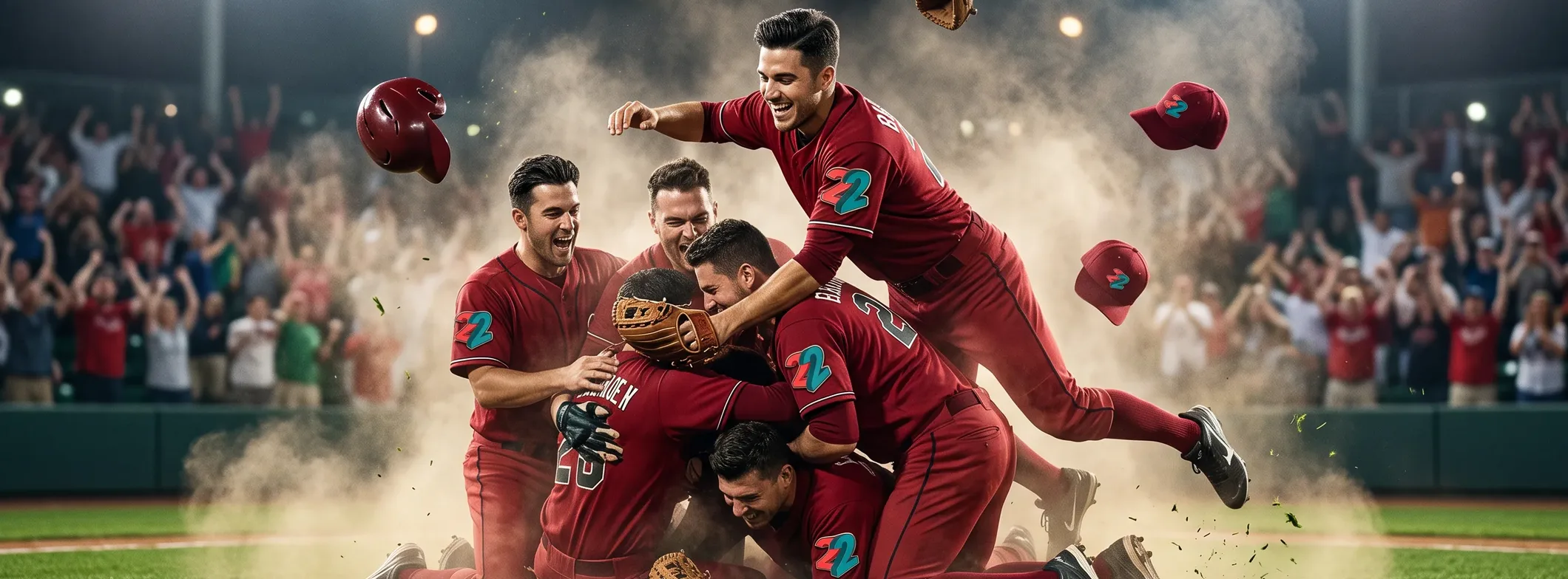 A 22Bet team celebrating on the pitch